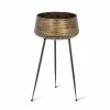 Noble House Caily 13 in. Antique Brass and Black Tripod Planter