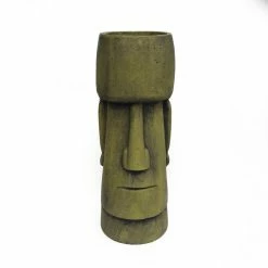 Noble House Glacier 8.75 in. Antique Green Concrete Urn