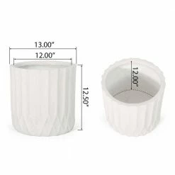 Noble House Gilmanton 16 in. and 12.5 in. Tall Antique White Lightweight Concrete Outdoor Planter Set -Breeze Decor Sales Store antique white noble house plant pots 107704 1f 1000