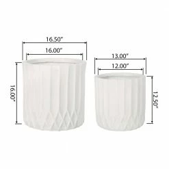 Noble House Gilmanton 16 in. and 12.5 in. Tall Antique White Lightweight Concrete Outdoor Planter Set -Breeze Decor Sales Store antique white noble house plant pots 107704 c3 1000
