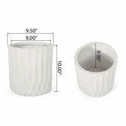 Noble House Gilmanton 16 in. and 10 in. Tall Antique White Concrete Lightweight Outdoor Planter Set (2-Pack) -Breeze Decor Sales Store antique white noble house plant pots 107705 1f 1000