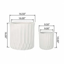 Noble House Gilmanton 16 in. and 10 in. Tall Antique White Concrete Lightweight Outdoor Planter Set (2-Pack) -Breeze Decor Sales Store antique white noble house plant pots 107705 c3 1000
