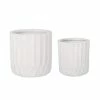 Noble House Gilmanton 12.5 in. and 10 in. Tall Antique White Lightweight Concrete Outdoor Planter Set (2-Packs)