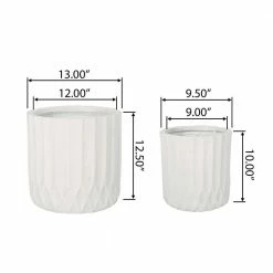 Noble House Gilmanton 12.5 in. and 10 in. Tall Antique White Lightweight Concrete Outdoor Planter Set (2-Packs) -Breeze Decor Sales Store antique white noble house plant pots 107706 fa 1000