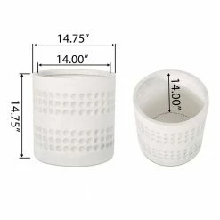 Noble House Burgos 14.75 in. and 13 in. Tall Antique White Lightweight Concrete Outdoor Planter Set -Breeze Decor Sales Store antique white noble house plant pots 107711 4f 1000