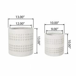 Noble House Burgos 13 in. and 10 in. Tall Antique White Lightweight Concrete Outdoor Planter Set -Breeze Decor Sales Store antique white noble house plant pots 107713 c3 1000