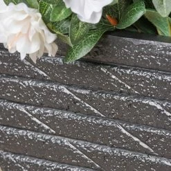 Noble House Jude 10.25 in. x 10.25 in. x 16 in. Black Modern Tapered Channel Square Concrete Garden Urn Planter -Breeze Decor Sales Store black noble house urn planters 54362 1f 1000