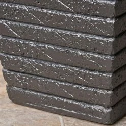 Noble House Jude 10.25 in. x 10.25 in. x 16 in. Black Modern Tapered Channel Square Concrete Garden Urn Planter -Breeze Decor Sales Store black noble house urn planters 54362 4f 1000