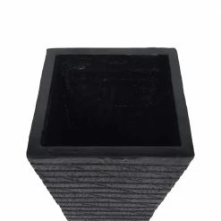 Noble House Jude 10.25 in. x 10.25 in. x 16 in. Black Modern Tapered Channel Square Concrete Garden Urn Planter -Breeze Decor Sales Store black noble house urn planters 54362 a0 1000