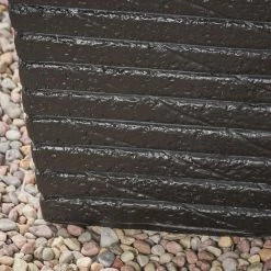 Noble House Jude 10.25 in. x 10.25 in. x 16 in. Black Modern Tapered Channel Square Concrete Garden Urn Planter -Breeze Decor Sales Store black noble house urn planters 54362 fa 1000