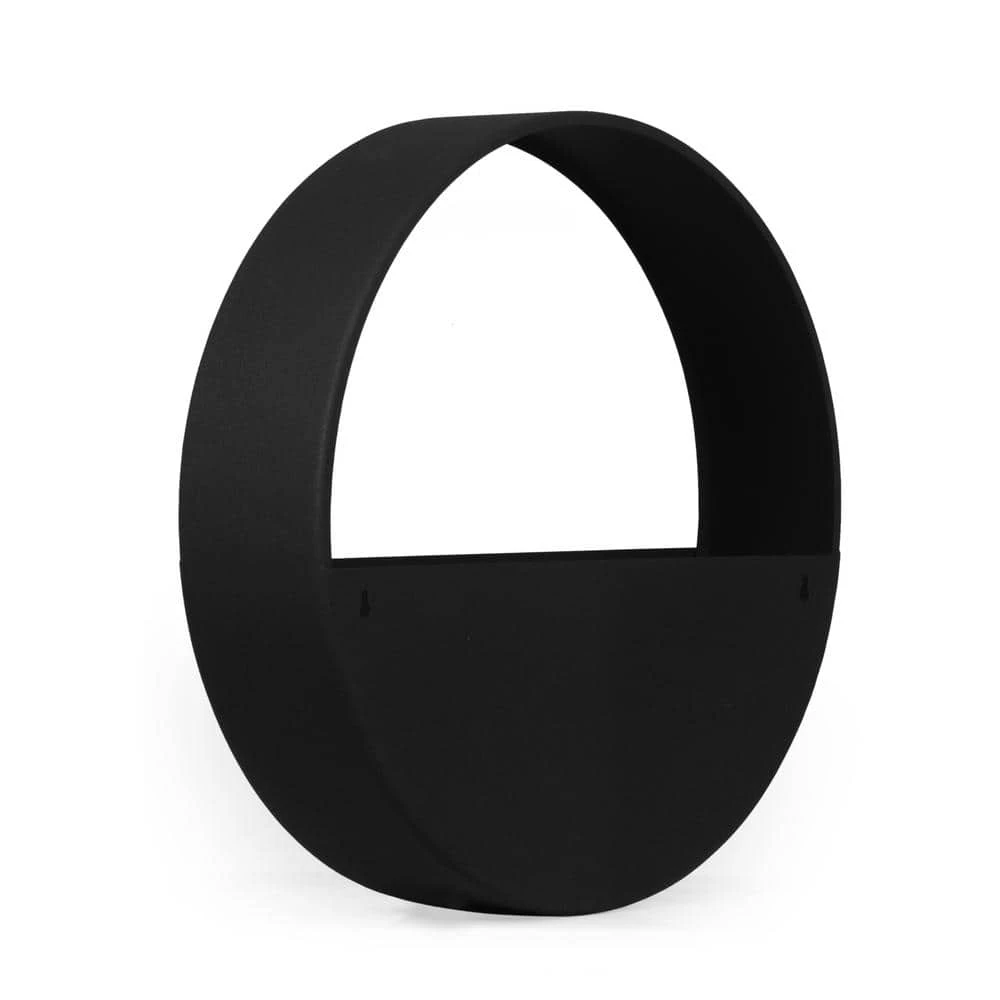 Noble House Shurley 19 in. Round Black Metal Wall Mounted Planter 3 Noble House Shurley 19 in. Round Black Metal Wall Mounted Planter - Image 3