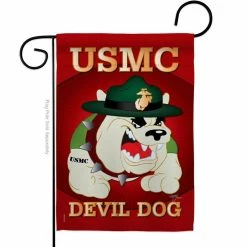 Breeze Decor 13 in. x 18.5 in. Devil Dog Garden Flag Double-Sided Armed Forces Decorative Vertical Flags