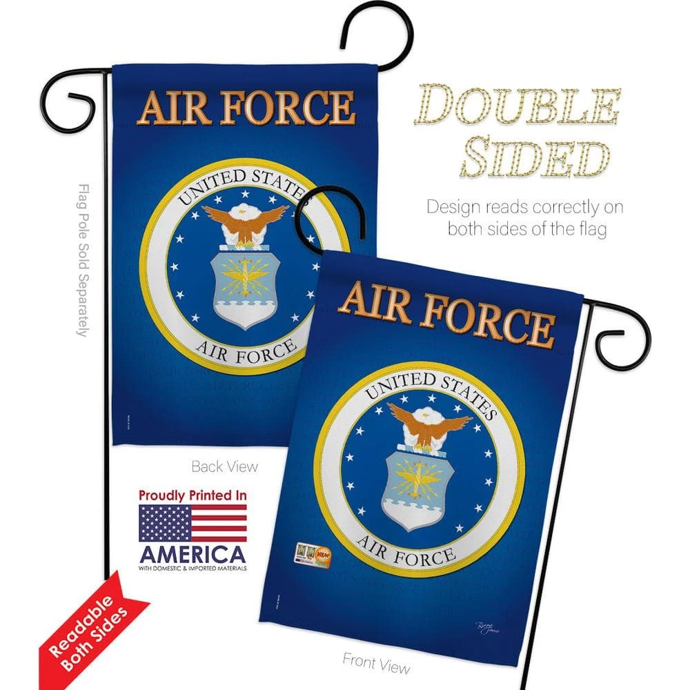 Breeze Decor 13 in. x 18.5 in. Air Force Garden Flag Double-Sided Armed Forces Decorative Vertical Flags 2 Breeze Decor 13 in. x 18.5 in. Air Force Garden Flag Double-Sided Armed Forces Decorative Vertical Flags - Image 2