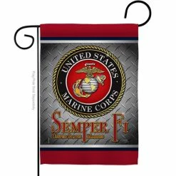 Breeze Decor 13 in. x 18.5 in. Semper Fi US Marine Garden Double-Sided Armed Forces Decorative Vertical Flags