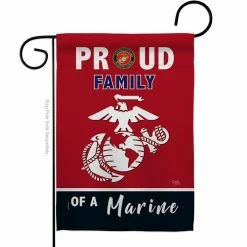 Breeze Decor 13 in. x 18.5 in. Proud Family Marines Garden Flag Double-Sided Readable Both Sides Armed Forces Marine Corps Decorative