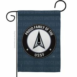 Breeze Decor 13 in. x 18.5 in. Proud Family USSF Space Force Garden Flag 2-Sided Armed Forces Decorative Vertical Flags