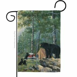 Breeze Decor 13 in. x 18.5 in. Bears Campsite Wildlife Garden Flag Double-Sided Animals Decorative Vertical Flags