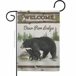 Breeze Decor 13 in. x 18.5 in. Bear Paw Lodge Wildlife Garden Flag Double-Sided Animals Decorative Vertical Flags