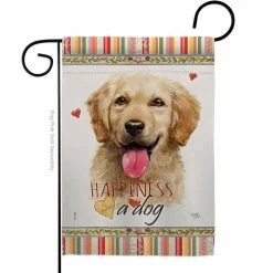 Breeze Decor 13 in. x 18.5 in. Golden Retriever Happiness Dog Garden Flag Double-Sided Readable Both Sides Animals Decorative