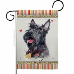 Breeze Decor 13 in. x 18.5 in. Scottish Terrier Happiness Dog Garden Flag Double-Sided Readable Both Sides Animals Decorative