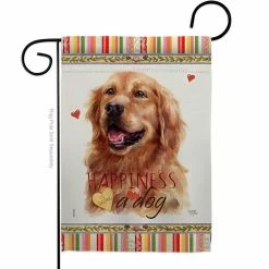 Breeze Decor 13 in. x 18.5 in. Dark Golden Retriever Happiness Dog Garden Flag Double-Sided Readable Both Sides Animals Decorative