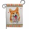 Breeze Decor 13 in. x 18.5 in. Fawn Corgi Happiness Dog Garden Flag Double-Sided Readable Both Sides Animals Decorative