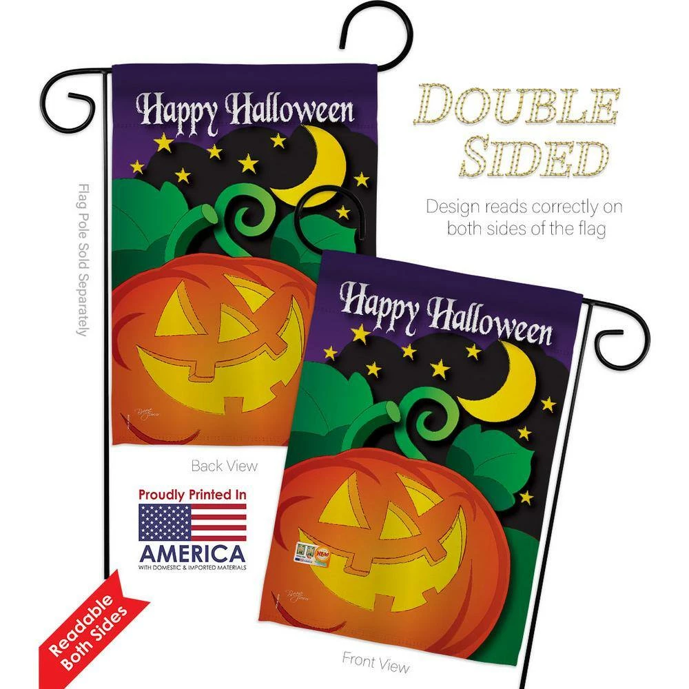 Breeze Decor 13 in. x 18.5 in. Halloween Night Garden Flag Double-Sided Fall Decorative Vertical Flag 2 Breeze Decor 13 in. x 18.5 in. Halloween Night Garden Flag Double-Sided Fall Decorative Vertical Flag - Image 2