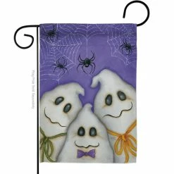 Breeze Decor 13 in. x 18.5 in. 3 Ghosts Garden Flag Double-Sided Fall Decorative Vertical Flag