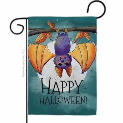 Breeze Decor 13 in. x 18.5 in. Happy Halloween Bat Garden Flag Double-Sided Fall Decorative Vertical Flag