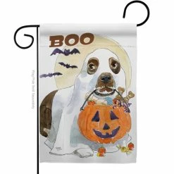 Breeze Decor 13 in. x 18.5 in. Halloween Boo Doggie Garden Flag Double-Sided Fall Decorative Vertical Flag