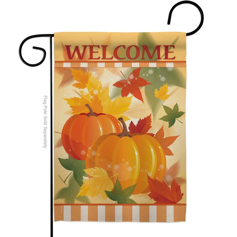 Breeze Decor 13 in. x 18.5 in. Welcome Fall Pumpkins Garden Flag Double-Sided Fall Decorative Vertical Flags 1 Breeze Decor 13 in. x 18.5 in. Welcome Fall Pumpkins Garden Flag Double-Sided Fall Decorative Vertical Flags
