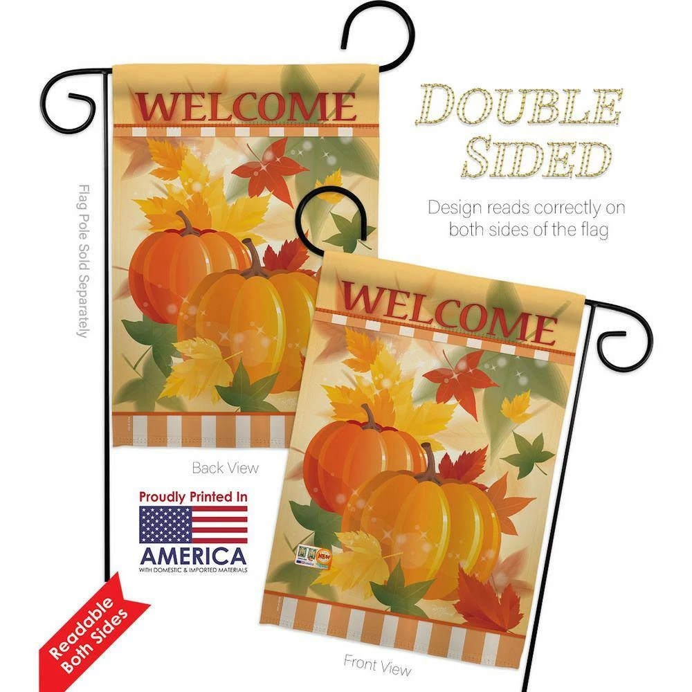 Breeze Decor 13 in. x 18.5 in. Welcome Fall Pumpkins Garden Flag Double-Sided Fall Decorative Vertical Flags 2 Breeze Decor 13 in. x 18.5 in. Welcome Fall Pumpkins Garden Flag Double-Sided Fall Decorative Vertical Flags - Image 2