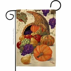Breeze Decor 13 in. x 18.5 in. Cornucopia Garden Flag Double-Sided Fall Decorative Vertical Flags