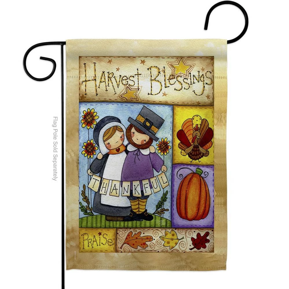 Breeze Decor 13 in. x 18.5 in. Thankful Pilgrims Garden Flag Double-Sided Fall Decorative Vertical Flags 1 Breeze Decor 13 in. x 18.5 in. Thankful Pilgrims Garden Flag Double-Sided Fall Decorative Vertical Flags