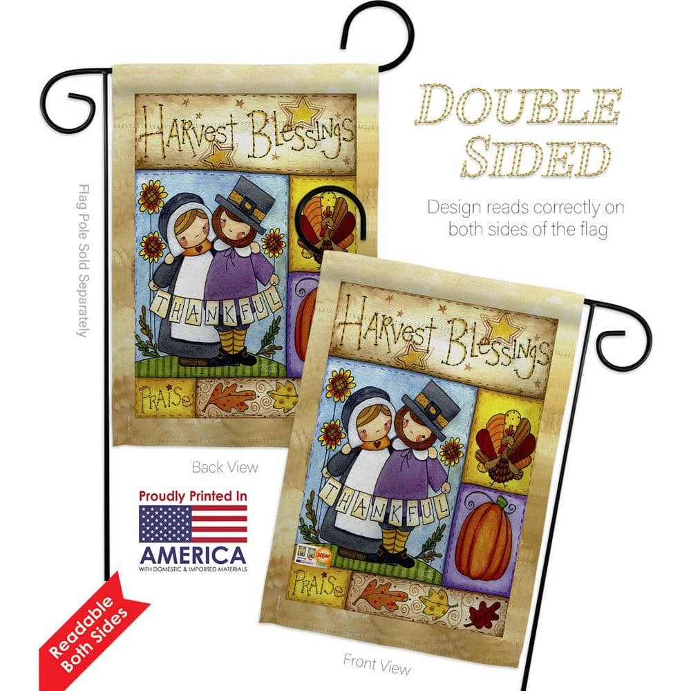 Breeze Decor 13 in. x 18.5 in. Thankful Pilgrims Garden Flag Double-Sided Fall Decorative Vertical Flags 2 Breeze Decor 13 in. x 18.5 in. Thankful Pilgrims Garden Flag Double-Sided Fall Decorative Vertical Flags - Image 2