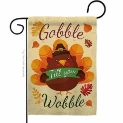 Breeze Decor 13 in. x 18.5 in. Gobble Till You Wabble Garden Flag Double-Sided Fall Decorative Vertical Flags