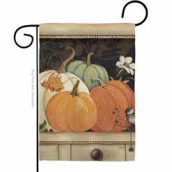 Breeze Decor 13 in. x 18.5 in. October Pumpkins Garden Flag Double-Sided Fall Decorative Vertical Flags