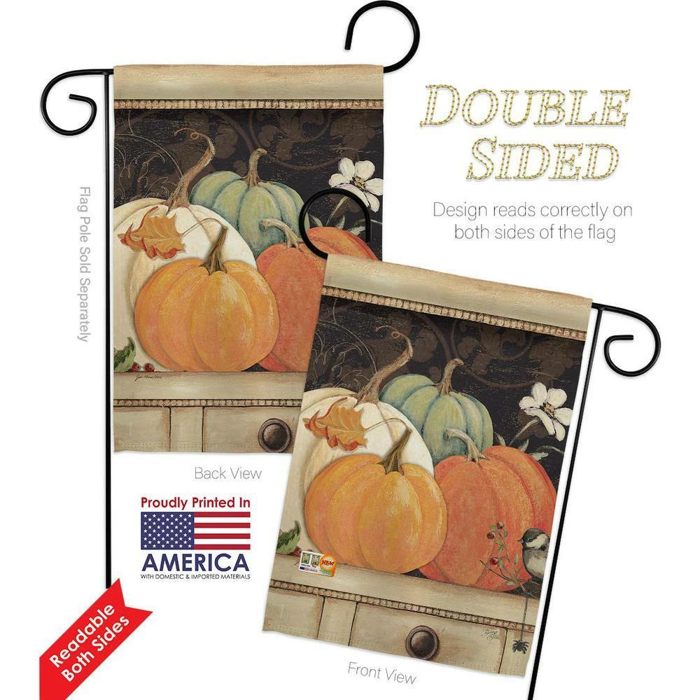 Breeze Decor 13 in. x 18.5 in. October Pumpkins Garden Flag Double-Sided Fall Decorative Vertical Flags 2 Breeze Decor 13 in. x 18.5 in. October Pumpkins Garden Flag Double-Sided Fall Decorative Vertical Flags - Image 2