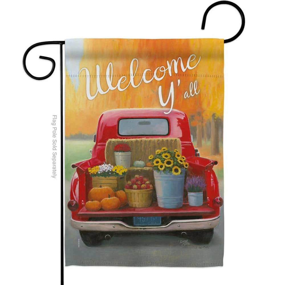 Breeze Decor 13 in. x 18.5 in. Welcome Harvest Truck Garden Flag Double-Sided Fall Decorative Vertical Flags 1 Breeze Decor 13 in. x 18.5 in. Welcome Harvest Truck Garden Flag Double-Sided Fall Decorative Vertical Flags