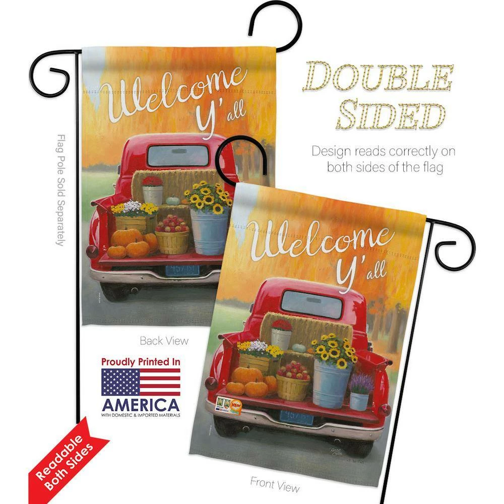 Breeze Decor 13 in. x 18.5 in. Welcome Harvest Truck Garden Flag Double-Sided Fall Decorative Vertical Flags 2 Breeze Decor 13 in. x 18.5 in. Welcome Harvest Truck Garden Flag Double-Sided Fall Decorative Vertical Flags - Image 2