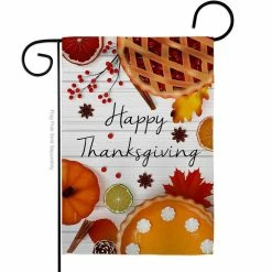 Breeze Decor 13 in. x 18.5 in. Thanksgiving Pies Garden Flag Double-Sided Fall Decorative Vertical Flag