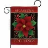 Breeze Decor 13 in. x 18.5 in. Seasons Greetings Poinsettia Christmas Garden Flag Double-Sided Winter Decorative Vertical Flags