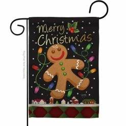 Breeze Decor 13 in. x 18.5 in. Gingerbread Christmas Garden Flag Double-Sided Winter Decorative Vertical Flags