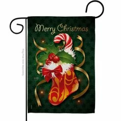 Breeze Decor 13 in. x 18.5 in. Xmas Stocking Christmas Garden Flag Double-Sided Winter Decorative Vertical Flags