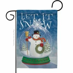 Breeze Decor 13 in. x 18.5 in. Snow Globe Snowman Winter Wonderland Garden Flag Double-Sided Decorative Vertical Flags