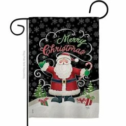 Breeze Decor 13 in. x 18.5 in. Candy Cane Santa Christmas Garden Flag Double-Sided Winter Decorative Vertical Flags