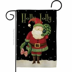 Breeze Decor 13 in. x 18.5 in. Holly Jolly Santa Christmas Garden Flag Double-Sided Winter Decorative Vertical Flags