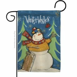 Breeze Decor 13 in. x 18.5 in. Winter Wishes Snowman Wonderland Garden Flag Double-Sided Decorative Vertical Flags