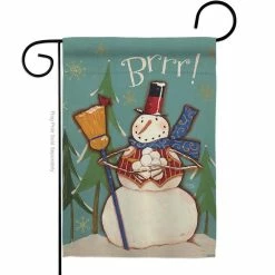 Breeze Decor 13 in. x 18.5 in. Winter Snowman Brrr. Wonderland Garden Flag Double-Sided Decorative Vertical Flags