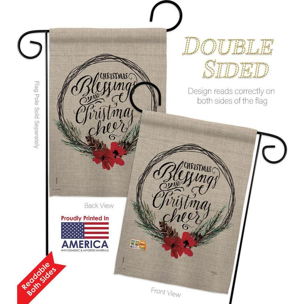Breeze Decor 13 in. x 18.5 in. Christmas Blessings Garden Flag Double-Sided Winter Decorative Vertical Flags 2 Breeze Decor 13 in. x 18.5 in. Christmas Blessings Garden Flag Double-Sided Winter Decorative Vertical Flags - Image 2